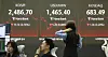 A screen in Hana Bank's trading room in central Seoul shows the Kospi closing at 2,486.70 points on April 3, down 19.16 points, or 0.76 percent, from the previous trading session. [YONHAP]