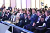 Front left, Prime Minister Han Duck-soo, SK Group Chairman Chey Tae-won, special presidential envoy Jang Sung-min and Busan Mayor Park Heong-joon applaud during the Busan Expo Symposium 2023 in Paris on Oct. 9. [PRIME MINISTER’S SECRETARIAT]