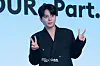 Ateez’s Jongho poses for photos during a news conference for the release of its 12th EP, “Golden Hour: Part.3,” at Hotel Naru Seoul MGallery Ambassador in western Seoul. [DANIELA GONZALEZ PEREZ]
