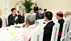 President Lee Jae Myung, far left in the back, delivers opening remarks at a luncheon with religious leaders at the Blue House main building on the afternoon of Jan. 12. [JOINT PRESS CORPS]