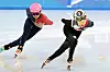 Korean short track speed skater Kim Gil-li, right, skates during the women's 1500-meter quarterfinals at the Asian Winter Games Harbin at Heilongjiang Ice Events Training Centre Multifunctional Hall in Harbin, China on Feb. 7. [NEWS1]
