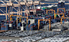 Export containers are stacked at the Pyeongtaek Port in Gyeonggi on Nov. 14. [YONHAP]