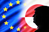 A 3D-printed miniature model of U.S. President Donald Trump, and the EU and Greenland flags appear in this illustration taken on Jan. 17. [REUTERS/YONHAP]