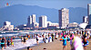 A screen capture from Korean Central Television (KCTV) shows crowds of workers visiting the Wonsan Kalma coastal tourist area, which is reportedly bustling daily with visitors from across North Korea, according to a KCTV report on July 16. [YONHAP]