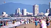 A screen capture from Korean Central Television (KCTV) shows crowds of workers visiting the Wonsan Kalma coastal tourist area, which is reportedly bustling daily with visitors from across North Korea, according to a KCTV report on July 16. [YONHAP]