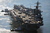 U.S. nuclear-powered aircraft carrier USS Carl Vinson arrives in Busan on Nov. 21. [YONHAP]
