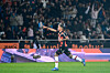 Lorient's Brazilian defender Igor Silva celebrates scoring his team's first goal during a Ligue 1 match against Paris Saint-Germain at the Stade du Moustoir in Lorient, western France, on Oct. 29. [AFP/YONHAP]