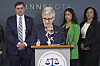 Hennepin County Attorney Mary Moriarty announces upgraded charges against Vance Boelter, who is accused of killing former Minnesota House Speaker Melissa Hortman and her husband, and wounding a state senator and his wife, in Minneapolis, Aug. 14. [AP/YONHAP]