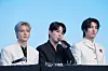 Boy band Ateez answers questions during a news conference for the release of its 12th EP, “Golden Hour: Part.3,” at Hotel Naru Seoul MGallery Ambassador in western Seoul. [DANIELA GONZALEZ PEREZ]