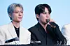 Boy band Ateez answers questions during a news conference for the release of its 12th EP, “Golden Hour: Part.3,” at Hotel Naru Seoul MGallery Ambassador in western Seoul. [DANIELA GONZALEZ PEREZ]