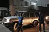 UN vehicles escort aid trucks carrying food as they arrive at a World Food Program warehouse in Zawaida, central Gaza Strip, on May 21. [AP/YONHAP]