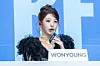 IVE’s Jang Won-young answers questions during a showcase for the release of the group’s second full-length album, “Revive+,” at Yes24 Live Hall in eastern Seoul on Feb. 23. [DANIELA GONZALEZ PEREZ]