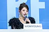 IVE’s Jang Won-young answers questions during a showcase for the release of the group’s second full-length album, “Revive+,” at Yes24 Live Hall in eastern Seoul on Feb. 23. [DANIELA GONZALEZ PEREZ]