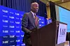 Federal Reserve Chairman Philip Jefferson speaks at a conference of the National Association for Business Economics in Dallas, Texas, U.S., on Oct. 9, 2023. [REUTERS/YONHAP]
