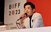 Chow Yun-fat speaks during a press conference at the KNN Theater in Haeundae, eastern Busan, as part of the Busan International Film Festival on Thursday. [SONG BONG-GEUN]