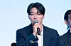 Boy band Ateez answers questions during a news conference for the release of its 12th EP, “Golden Hour: Part.3,” at Hotel Naru Seoul MGallery Ambassador in western Seoul. [DANIELA GONZALEZ PEREZ]