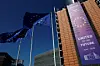 European Union flags flutter outside the European Commission headquarters in Brussels, Belgium on April 9. [REUTERS/YONHAP]