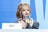 IVE’s Rei answers questions during a showcase for the release of the group’s second full-length album, “Revive+,” at Yes24 Live Hall in eastern Seoul on Feb. 23. [DANIELA GONZALEZ PEREZ]