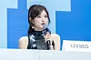 IVE’s Leeseo answers questions during a showcase for the release of the group’s second full-length album, “Revive+,” at Yes24 Live Hall in eastern Seoul on Feb. 23. [DANIELA GONZALEZ PEREZ]