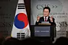 Korean President Lee Jae Myung speaks at the Center for Strategic and International Studies (CSIS) in Washington on Aug. 25. [JOINT PRESS CORPS]