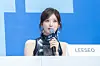 IVE’s Leeseo answers questions during a showcase for the release of the group’s second full-length album, “Revive+,” at Yes24 Live Hall in eastern Seoul on Feb. 23. [DANIELA GONZALEZ PEREZ]