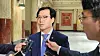 Trade Minister Yeo Han-koo speaks to press upon arrival at a train station in Washington on July 5. [YONHAP]