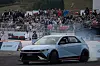 Hyundai Motor's Ioniq 5 N EV drifts during the Hyundai N x Toyota Gazoo Racing Festival event, held Sunday in Everland Speedway in Yongin, Gyeonggi. [CHO YONG-JUN]