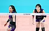 Lee Da-yeong, left, and Lee Jae-yeong during a Heungkuk Life Insurance Pink Spiders V League match in October 2020 [YONHAP]