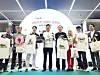 Seoul Mayor Oh Se-hoon and Seoul Tourism Organization CEO Kil Gi-yeon pose for a photo during an opening ceremony for Seoul My Soul Shop, an official store for souvenirs of the city, at the Seoul Tourism Plaza in Jongno District, central Seoul on June 10, 2024. [YONHAP]