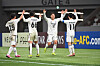 Ulsan HD's Joo Min-kyu, second from right, celebrates with his teammates during a 2023-24 AFC Champions League round of 16 match against Ventforet Kofu at JIT Recycle Ink Stadium in Japan on Wednesday. [AFC]