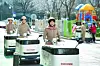 The ″Yakult Ajumma″ couriers, typically middle-aged women in uniform who ride around in delivery carts, were rebranded as ″Fresh Managers″ in 2019. [YAKULT]