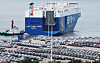 Export-ready cars are parked at a port in Pyeongtaek, Gyeonggi, on June 30. [YONHAP]
