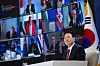 President Yoon Suk Yeol presides over a virtual leaders’ plenary session during the 3rd Summit for Democracy, hosted by Korea, at the Blue House in central Seoul on Wednesday evening. [PRESIDENTIAL OFFICE]