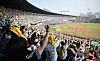 Fans cheer during a KBO game between the Lotte Giants and the LG Twins at Jamsil Baseball Stadium in Songpa District, southern Seoul, on March 23. [NEWS1]