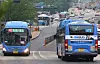 Buses are seen passing over a street in Jung District, central Seoul on May 28, after the Seoul bus union postponed a scheduled strike the same day. [YONHAP]