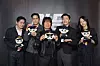 The cast of ″Yadang: The Snitch″ pose with police goods at a screening of the film [GYEONGGI NAMBU POLICE AGENCY]