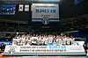 The Cheonan Hyundai Capital Skywalkers celebrate winning the 2024-25 V League title at Jangchung Arena in central Seoul on Feb. 22. [NEWS1]