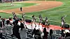 Baseball fans cheer alongside cheerleaders at Gocheok Dome Stadium in western Seoul on April 10. [WOO JI-WON]