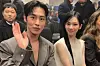 aespa's Karina, right, and actor Lee Jae-wook at Prada's 2024 Fall/Winter Men's Collection fashion show in Milan on Jan. 14. [PRADA]