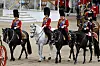 Then Britain's Prince Charles, Prince of Wales, Britain's Prince William, Duke of Cambridge, Britain's Prince Andrew, Duke of York, and Britain's Princess Anne, Princess Royal on horseback ahead of the Queen's Birthday Parade, 'Trooping the Colour', in London on June 8, 2019. [AFP/YONHAP]