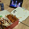 Gil Min-jeong, from Gyeonggi, eats fried chicken while watching the vote count coverage for the presidential election, in this photo provided by the reader. The country held its 21st presidential election on June 3. [JOONGANG ILBO]
