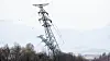 A transmission tower near the border north of the Gyeongui Line military demarcation line (MDL) falls on after wires are removed in this video released by the South's Unification Ministry on Dec 3. [MINISTRY OF UNIFICATION]
