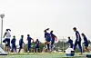 The Korean national women's football team trains ahead of two games against the Philippines at Icheon Sports Complex in Icheon, Gyeonggi on Monday. [NEWS1]