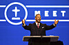 Southern Baptist Convention President Clint Pressley gives the President's Address during the 2025 SBC Annual Meeting on June 10 in Dallas, United States. [AP/YONHAP]