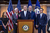 House Majority Leader Steve Scalise, with House Republican leadership, delivers remarks during a press conference to highlight House Republican efforts to work through the 2026 White House budget request on Capitol Hill in Washington, D.C., on May 14. [EPA/YONHAP]