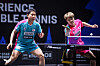 Lim Jong-hoon, left, and Ahn Jae-hyun compete in the final at the WTT Star Contender Chennai in India on March 30. [KOREA TABLE TENNIS ASSOCIATION]