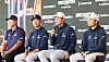 From left: Danny Lee of New Zealand, Kevin Na of the United States, Jang Yu-bin of Korea and Jinichiro Kozuma of Japan attend a press conference ahead of LIV Golf Korea at Jack Nicklaus Golf Club Korea in Incheon on April 30. [YONHAP]