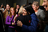 People embrace at the Rayburn House following the U.S. House of Representatives passing the bill to force the release of files related to the late convicted sex offender Jeffrey Epstein, on Capitol Hill in Washington, on Nov. 18. [REUTERS/YONHAP]