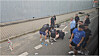 Firefighters selected for an overseas training program as exemplary rescue workers administer first aid in the Czech Republic on Aug. 28. [NATIONAL FIRE AGENCY]