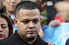 Kilmar Abrego Garcia attends a protest rally at the Immigration and Customs Enforcement field office in Baltimore, Monday, Aug. 25, to support Abrego Garcia. [AP]
